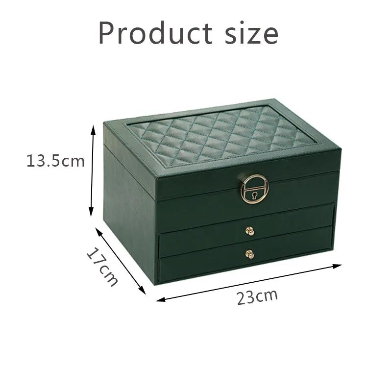 Large Leather Jewelry Storage Box Multi-Layer Organizer For Jewelry