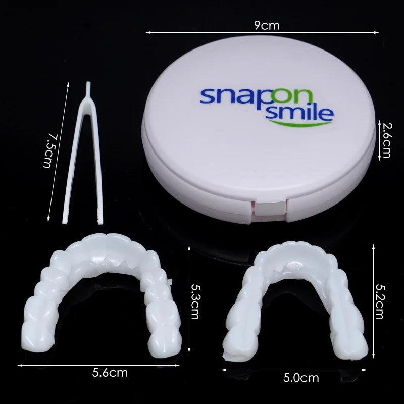 Dental Perfect Fit Teeth Whitening Fake Tooth Cover Adjustable Temporary Resin False Braces Snap On Smile Veneers Prostheses Box