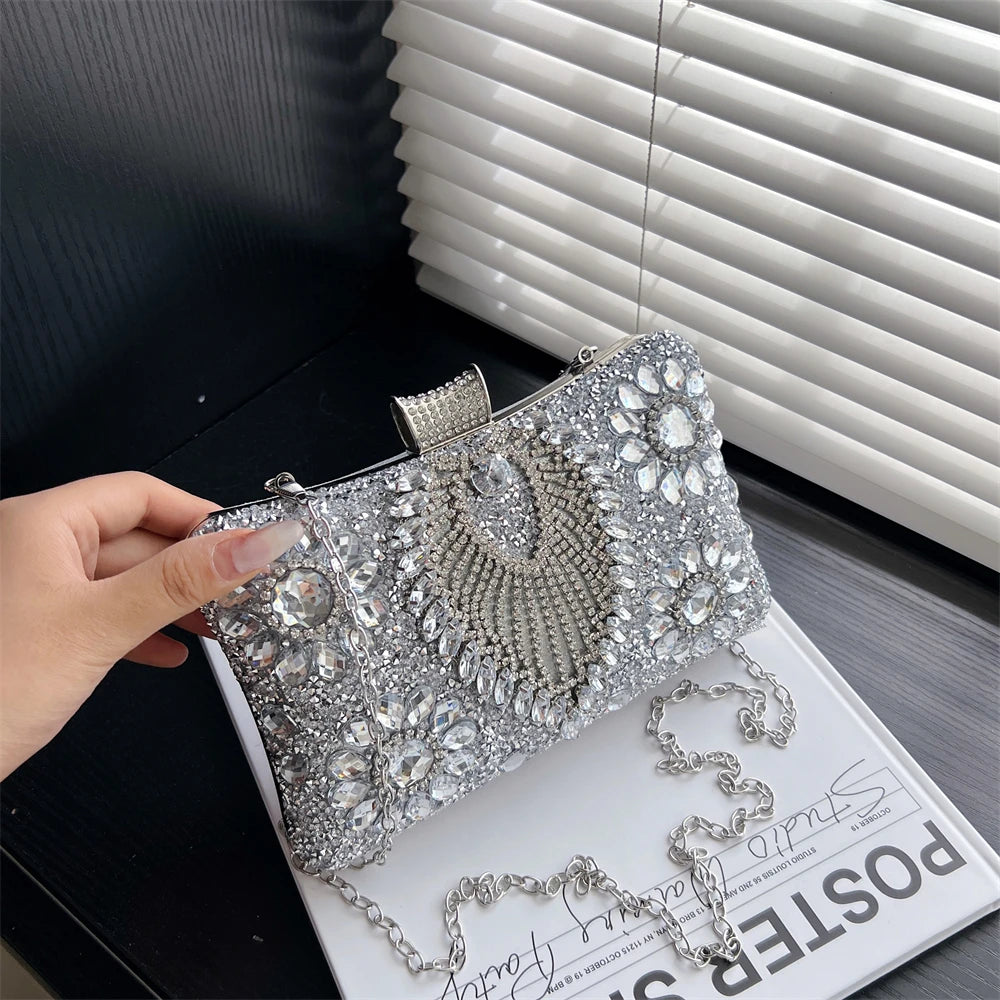 Luxury Sparking Rhinestone Evening Clutch Bags For Women Wedding Prom Dinner Party Gemstone Crossbody Bag 2024 Designer Handbags