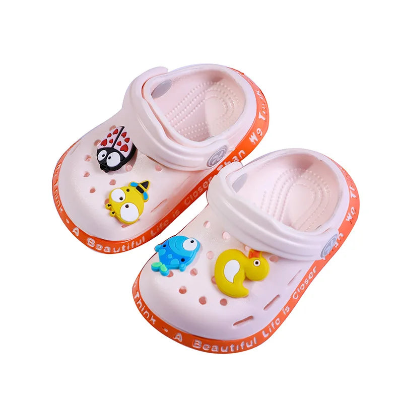 Summer Sandals Kids Mules Baby Boys Girls Cartoon Baby Sandals Flat Heels Solid Cartoon Slippers Children Garden Shoes Sandals