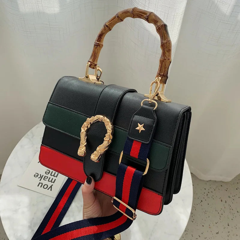 Fashion Colour Blocking Retro Ladies Handbag Temperament