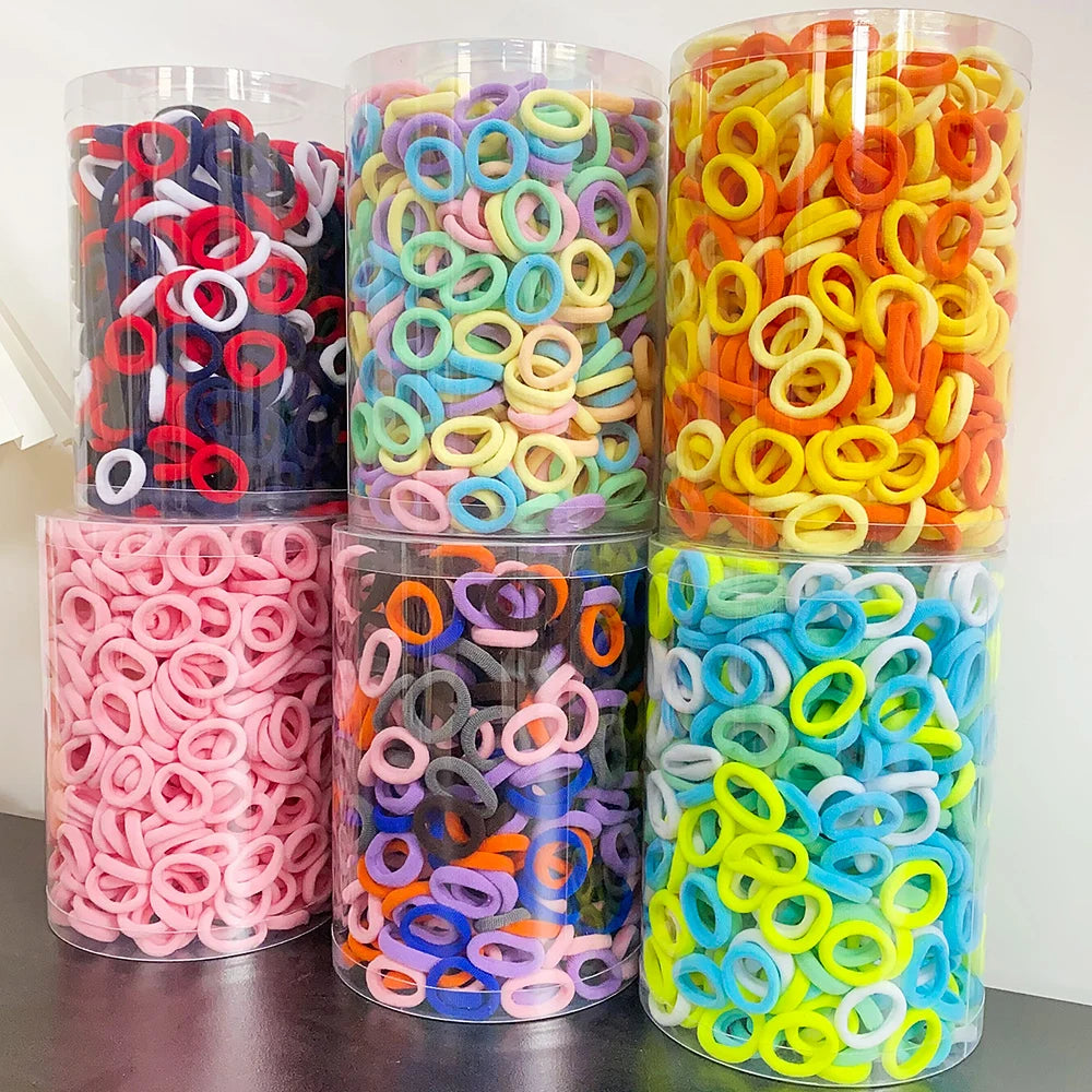 200pcs Women Girls Colorful Nylon Elastic Hair Bands Ponytail Hold Small Hair Tie Rubber Bands Scrunchie Hair Accessories