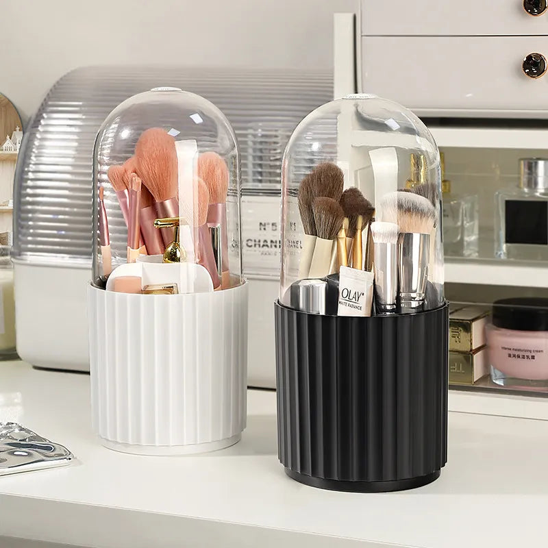 Makeup Brush Organizer with Lid 360 Rotating