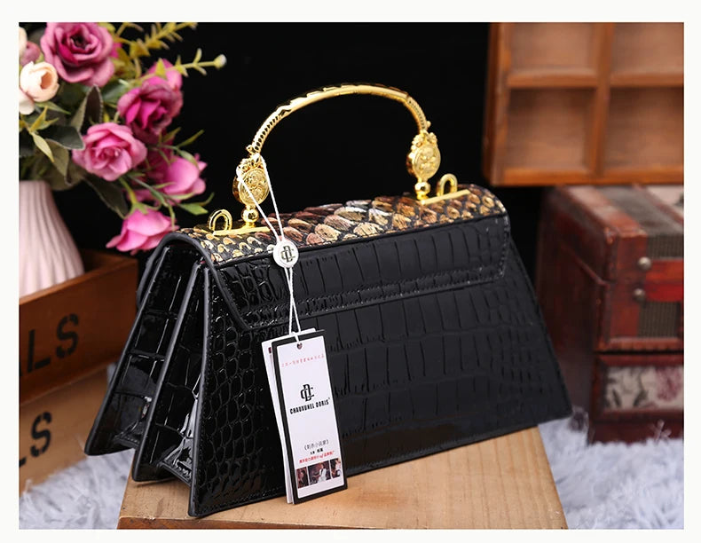 Fashion Brand Genuine Leather Women's Handbags 2024 New Crocodile Pattern Shoulder Crossbody Bag Lady Party Messenger Shell Bags