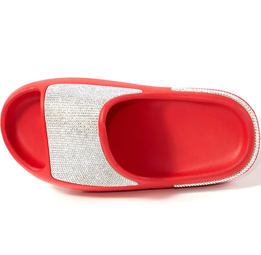 2023 women's/men new women's shoes with diamond face, thin flash thick bottom slippers sandals outdoor beach slippers 36-45