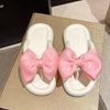 Cute Women's Summer Slippers Girls Outdoor Anti-slip Slides Adults Indoor Waterproof Sandals Couples Sweet Bow Tie Flip Flops