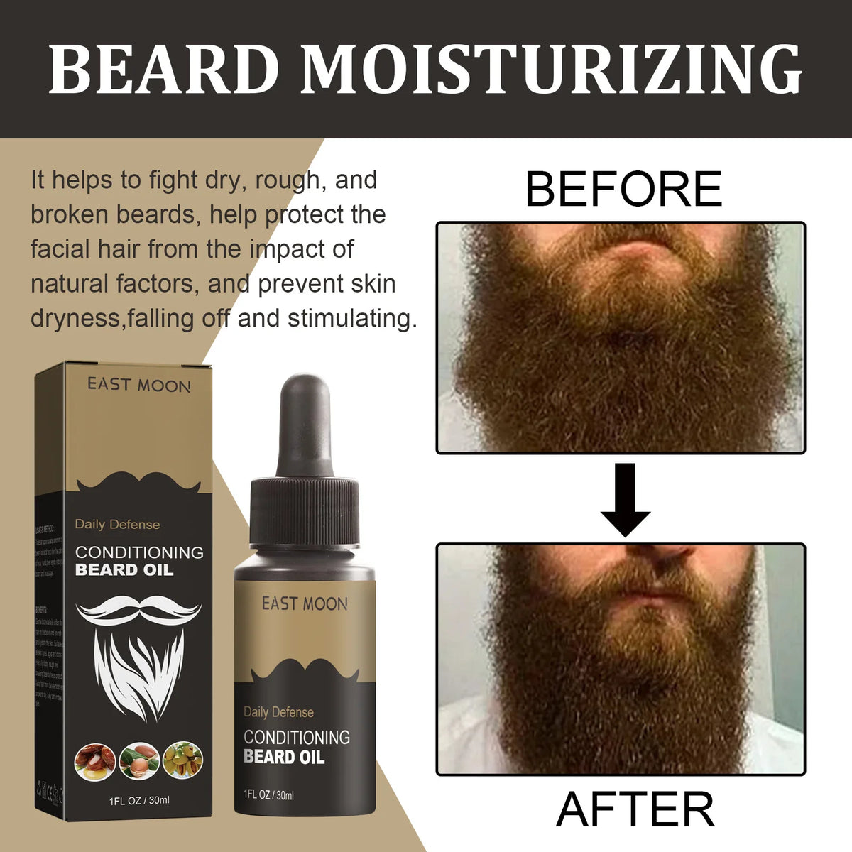 Beard Oil Moisturizing Mustaches Conditioner Oil Shine Soften Beards Strengthens Mustaches Smooth Nourishing Beard Essential Oil