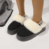 2024 New Leather Women Fashion Winter Indoor Solid Color Suede Slippers Ladies Home Platform Warm Slip-On Women's Shoes
