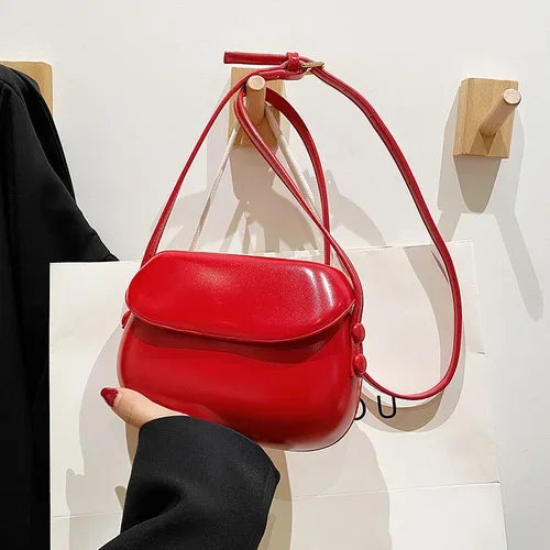Hot Sale Flap Sling Shoulder Bags for Women Solid Color Crossbody Messenger Bag Purse Female Leather Handbag Pocket Shoulder Bag