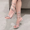 Luxury Crystal Embellished Butterfly Detail Women Sandals Sexy Coiled Strap Thin High heels Gladiator sandals Summer Party Shoes