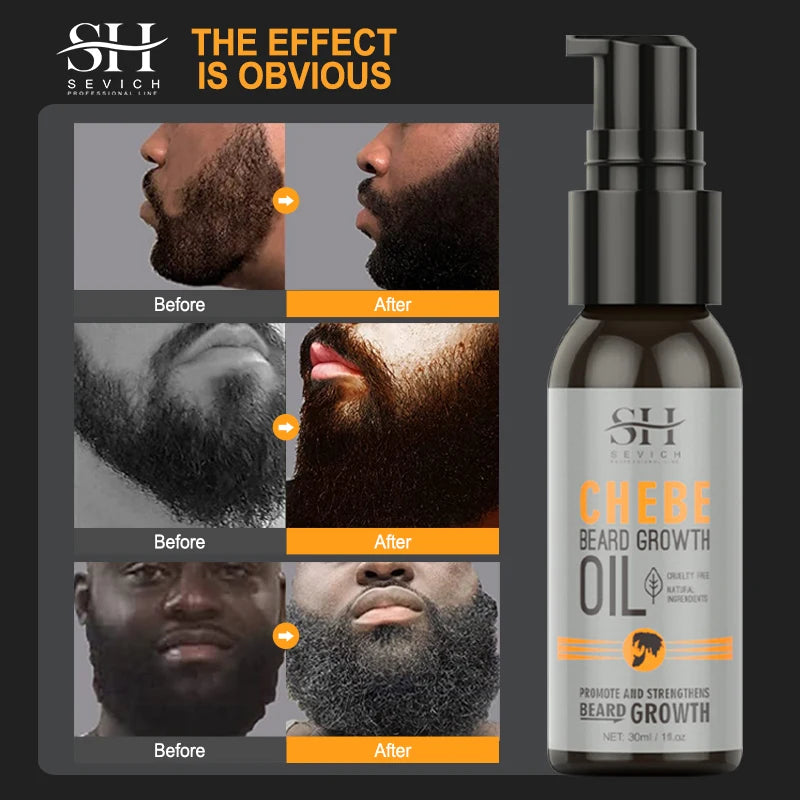 Natural Chebe Men Beard Growth Oil Fast Effective Beard Growth Essential Hair Loss Treatment Product Sevich Beard Care Serum