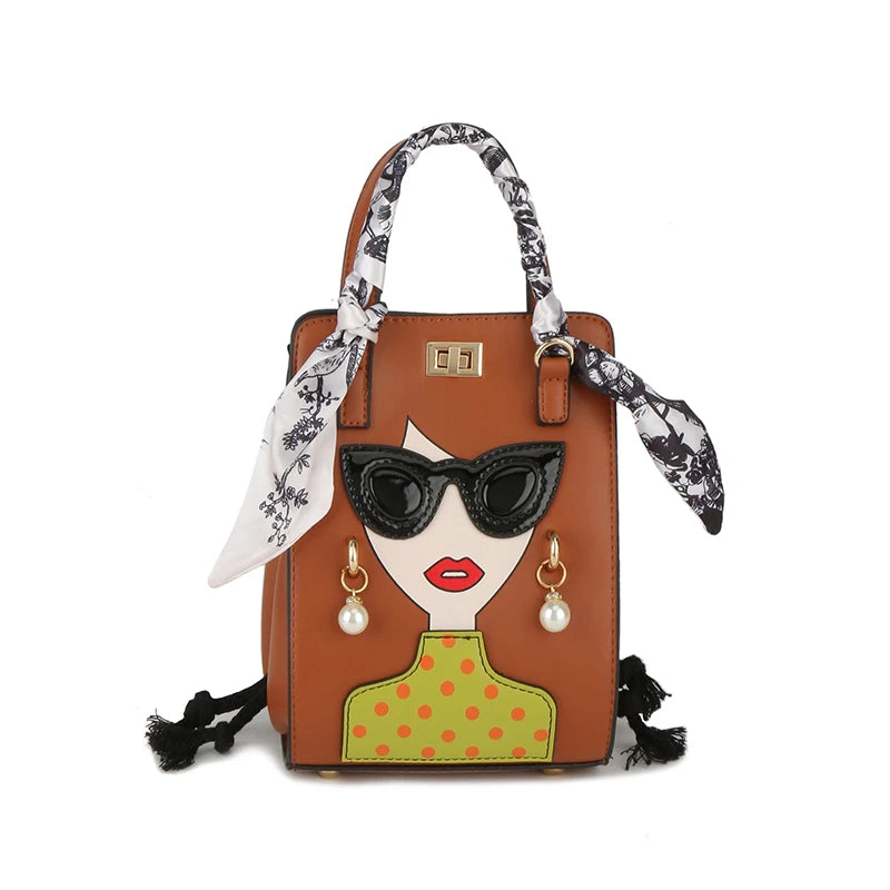 2023 Luxury Brand Hand Bags for Women High Quality PU Shoulder Bag Fashion Glasses Beauty Crossbody Bag Cute Purses and Handbags