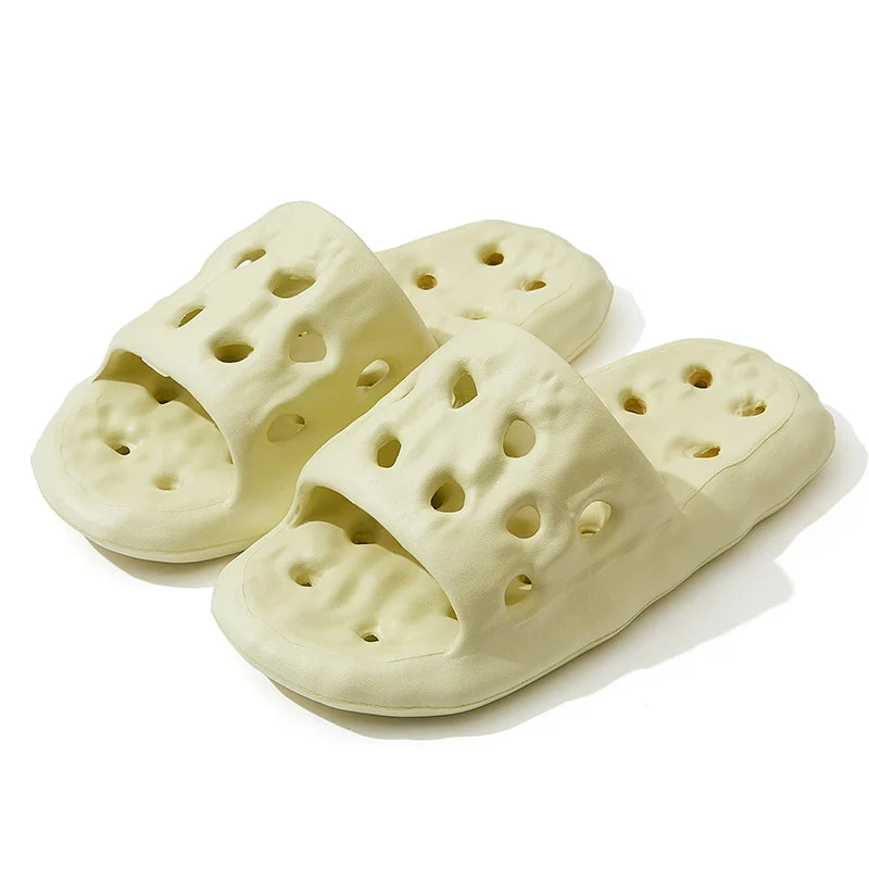 Hollow Out Bottom Bathroom Slippers Women Light Non-slip Soft Sole Home Slides Woman Solid Color Quick-drying Pool Flip Flops