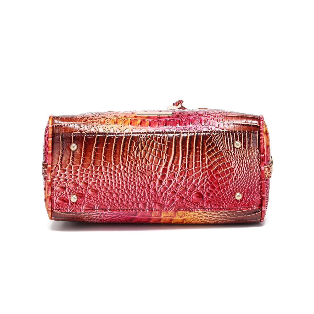 Ombre Crocodile Embossed Boston Handbag Classic Style Crossbody Bag Women's Leather Satchel Purse