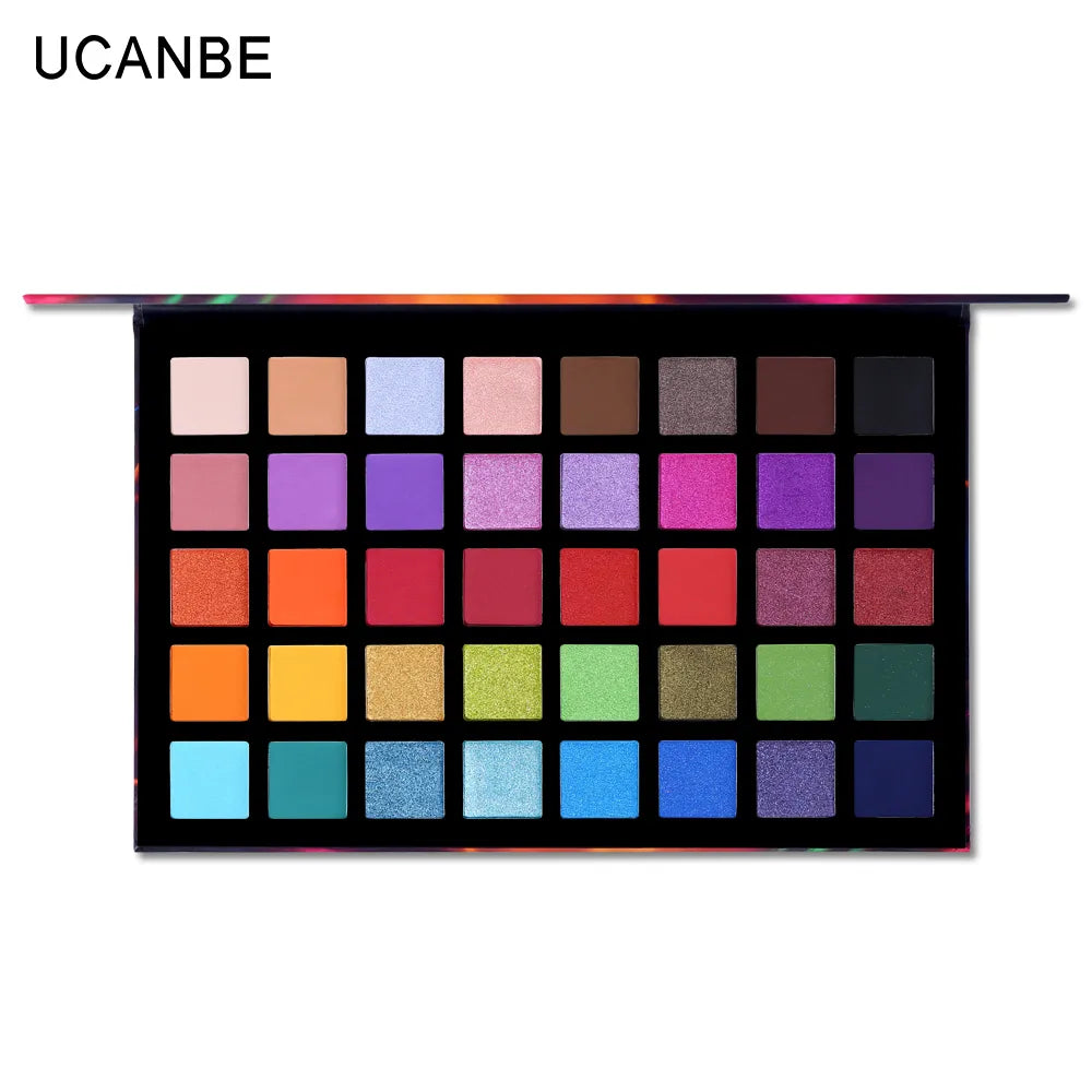 UCANBE Spotlight 40 Color Eye Shadow Palette Colorful Artist Shimmer Glitter Matte Pigmented Powder Pressed Eyeshadow Makeup Kit