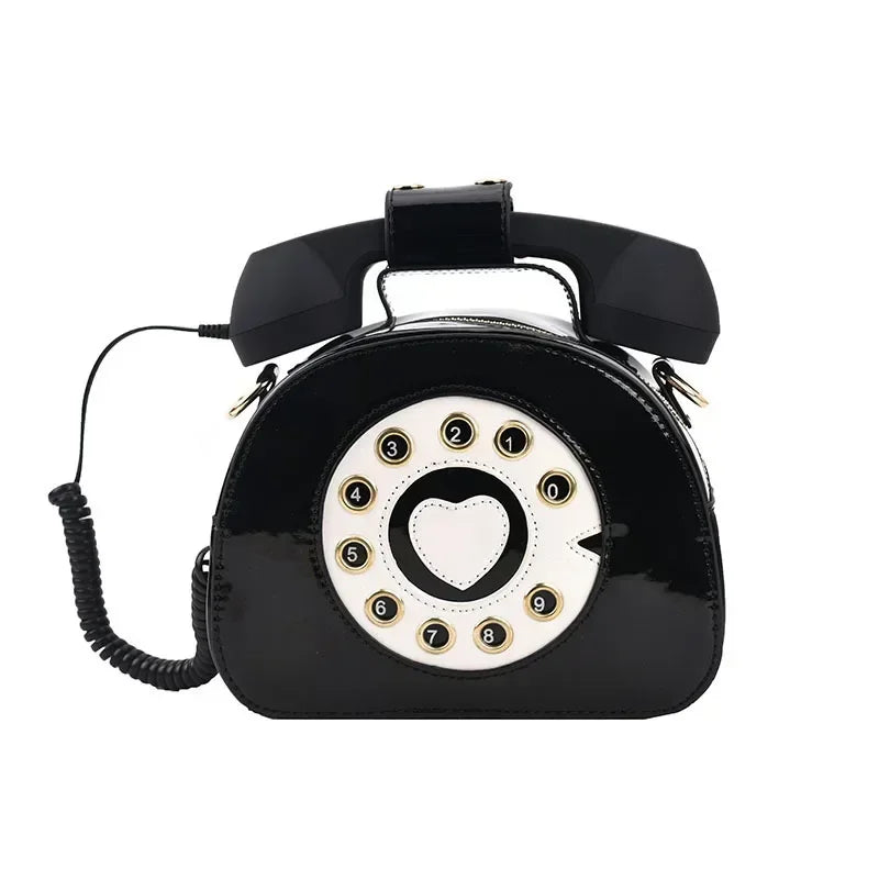 Stylish Women Telephone Shaped Crossbody PU Leather Shoulder Bag Female Casual Handbag Shopping Street School Satchel Tote Purse