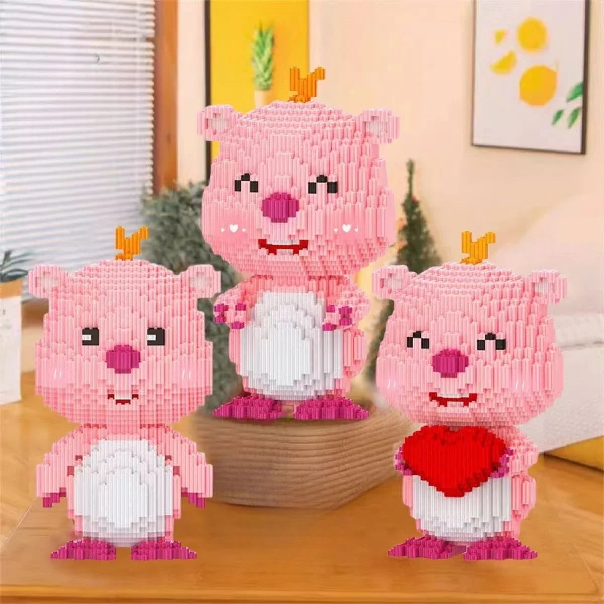 32cm Cute Cartoon Pink Little Beaver Loopy Delicacy Puzzle Three-dimensional Assembly Building Blocks Toy Doll Children's Gift