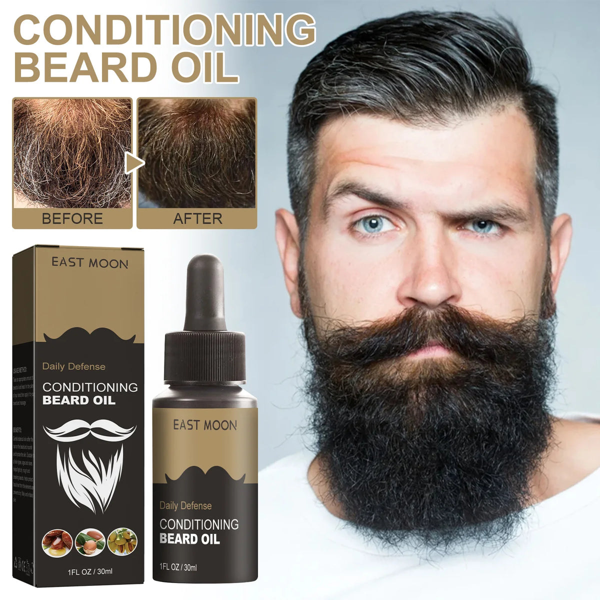 Beard Oil Moisturizing Mustaches Conditioner Oil Shine Soften Beards Strengthens Mustaches Smooth Nourishing Beard Essential Oil