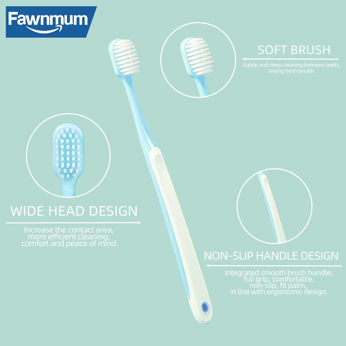 Fawnmum Toothbrush Ultra-fine Soft Toothbrush Antibacterial Protect Gum Health Tooth Brush Oral Hygiene Teeth Cleaning Tools