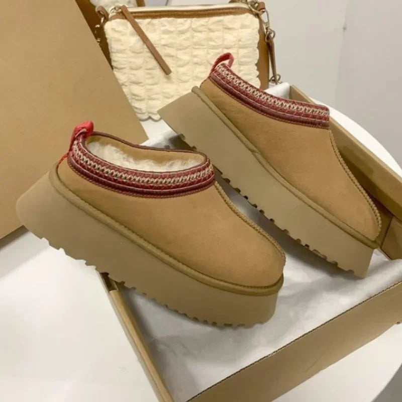 2025 New Women's Fur Slippers Dress Thick-soled Shoes Short Plush Comfortable Women's Cotton Shoes Designer Winter Snow Boots