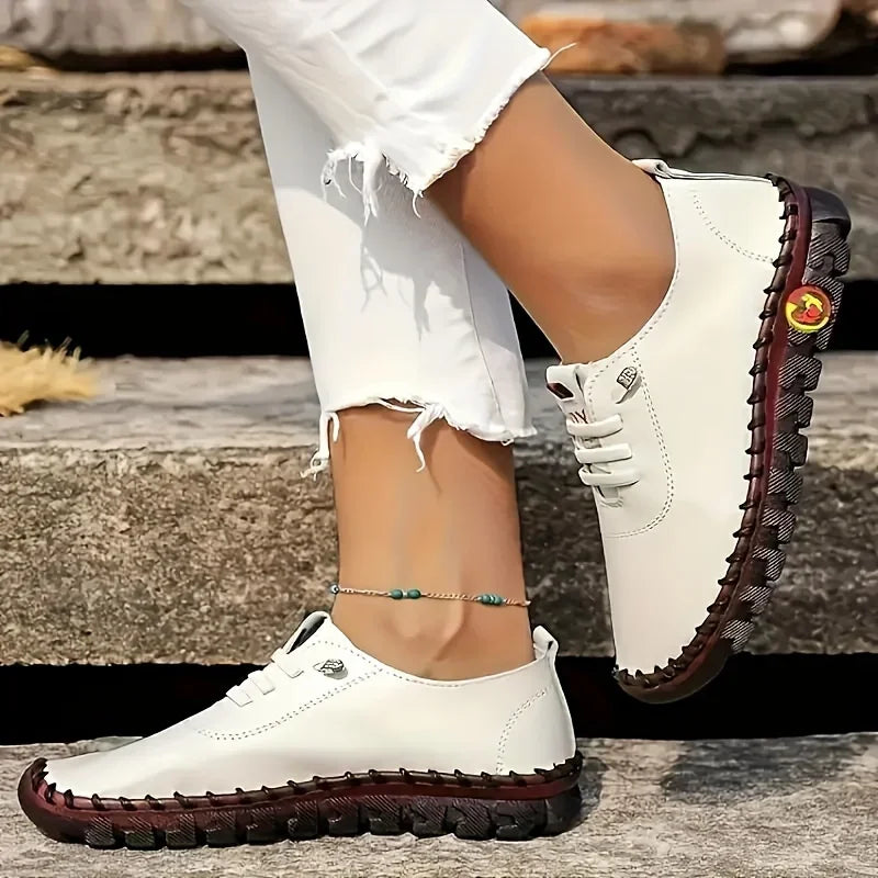 Sneakers Women Shoes Flat Loafers Leather Mom Shoes for Women Comfortable Slip on Soft Casual Platform Shoes Zapatos De Mujer