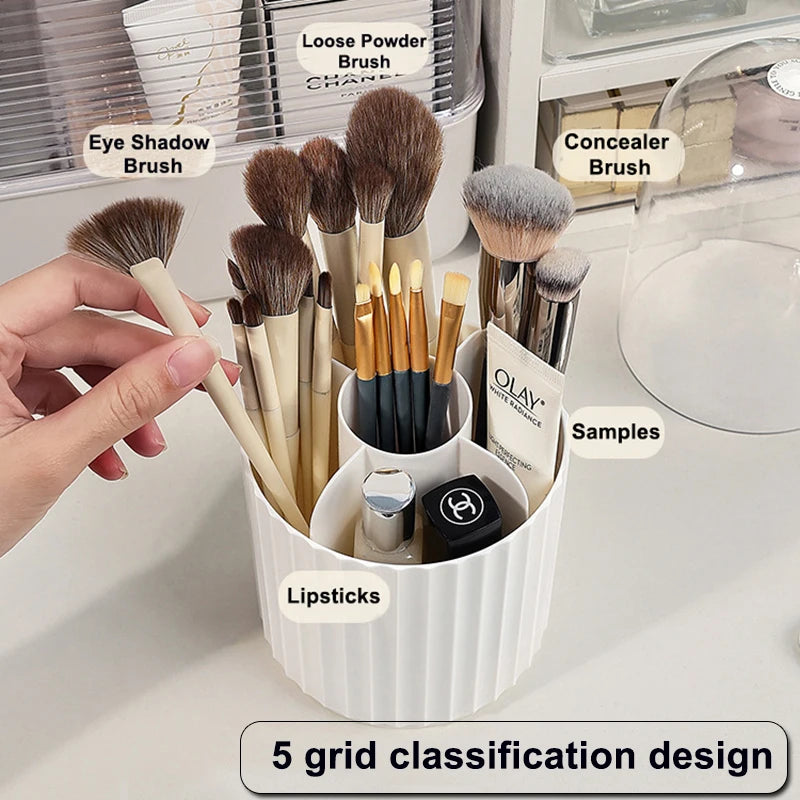 Makeup Brush Organizer with Lid 360 Rotating