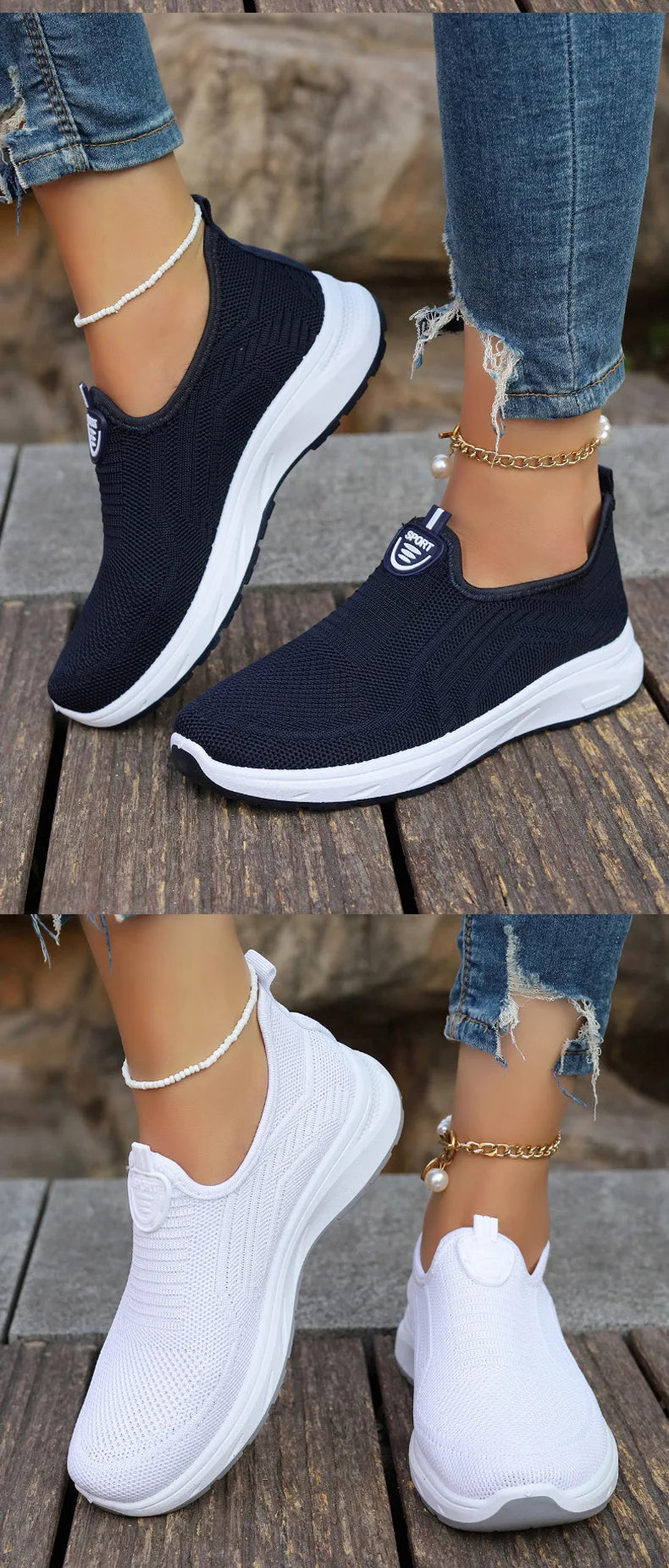 Summer New Mesh Breathable Large Size Casual Shoes for Women Soft Sole Lightweight One Step Single Shoes for Women