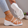 Best Women's White Wedge Sandals Summer Ring Toe Cross Strap Gladiator Sandals Woman Non Slip Platform Beach Slippers