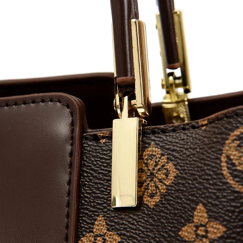Women Luxury Top-Handle Bags 3 layer Design Fashion Print Handbag High Quality Leather Shoulder Bag Large Capacity Women Handbag