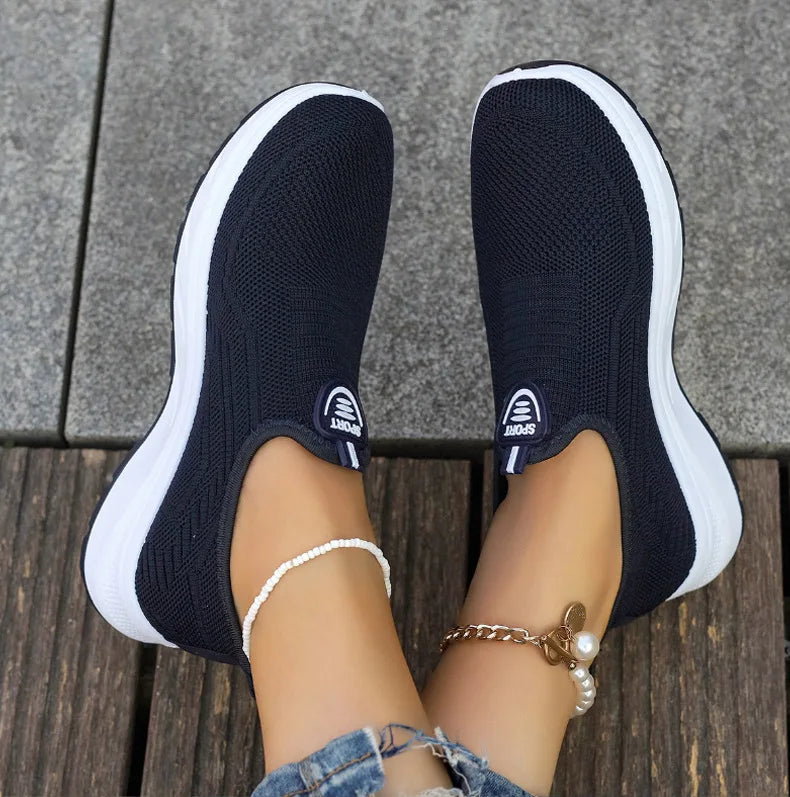 Summer New Mesh Breathable Large Size Casual Shoes for Women Soft Sole Lightweight One Step Single Shoes for Women