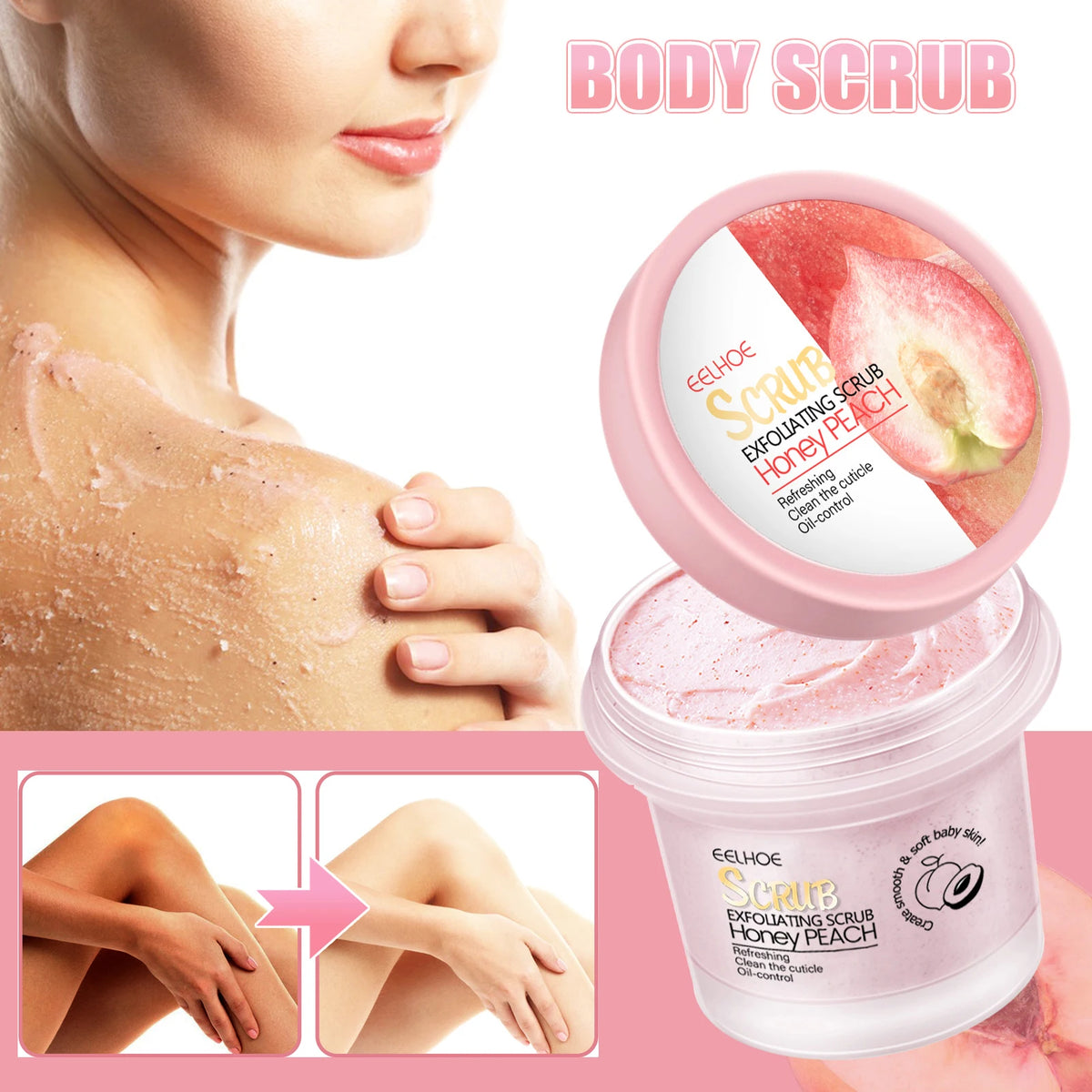 Peach Body Scrub Body Face Deep Cleaning Whitening Repair Pores Moisturizing Body Brightening Honey Exfoliating Scrub Cream 100g