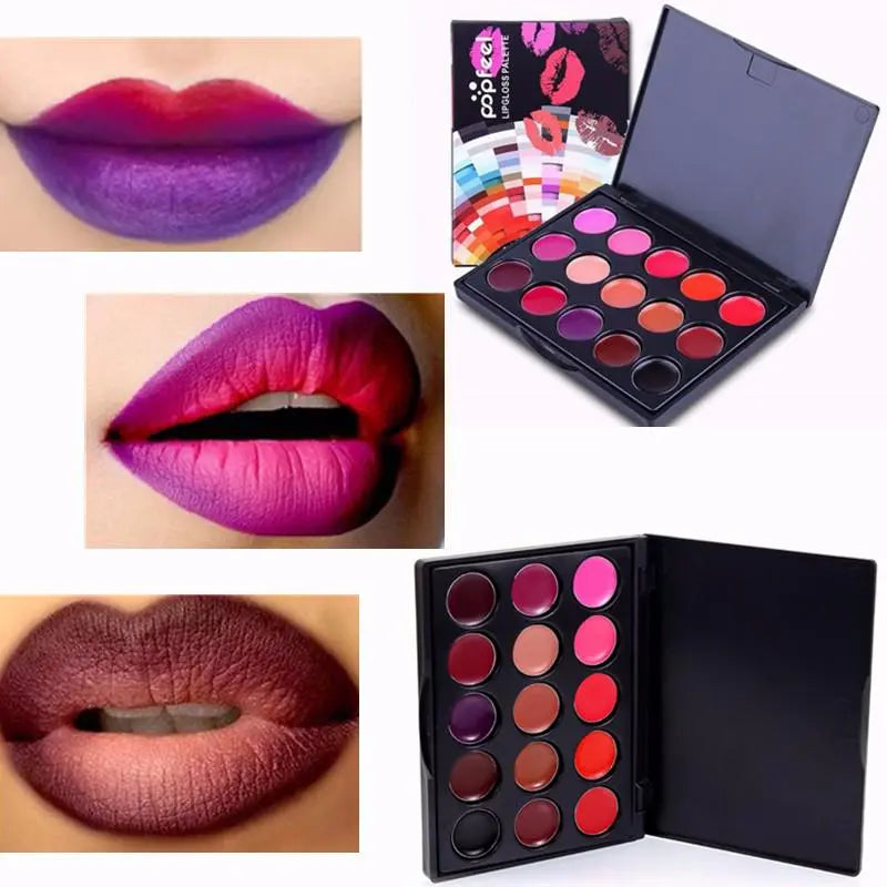 Lip Gloss Palette Moisturizing Long Lasting Matte 15 Colors/Set