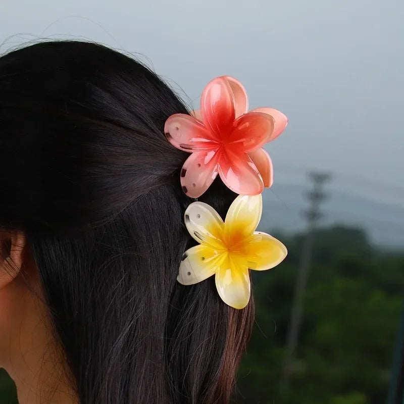 Summer Cute Gradient Flower Acrylic Hairpin Women's Sweet Ponytail Hairpin Shark Hairpin Hair Accessories