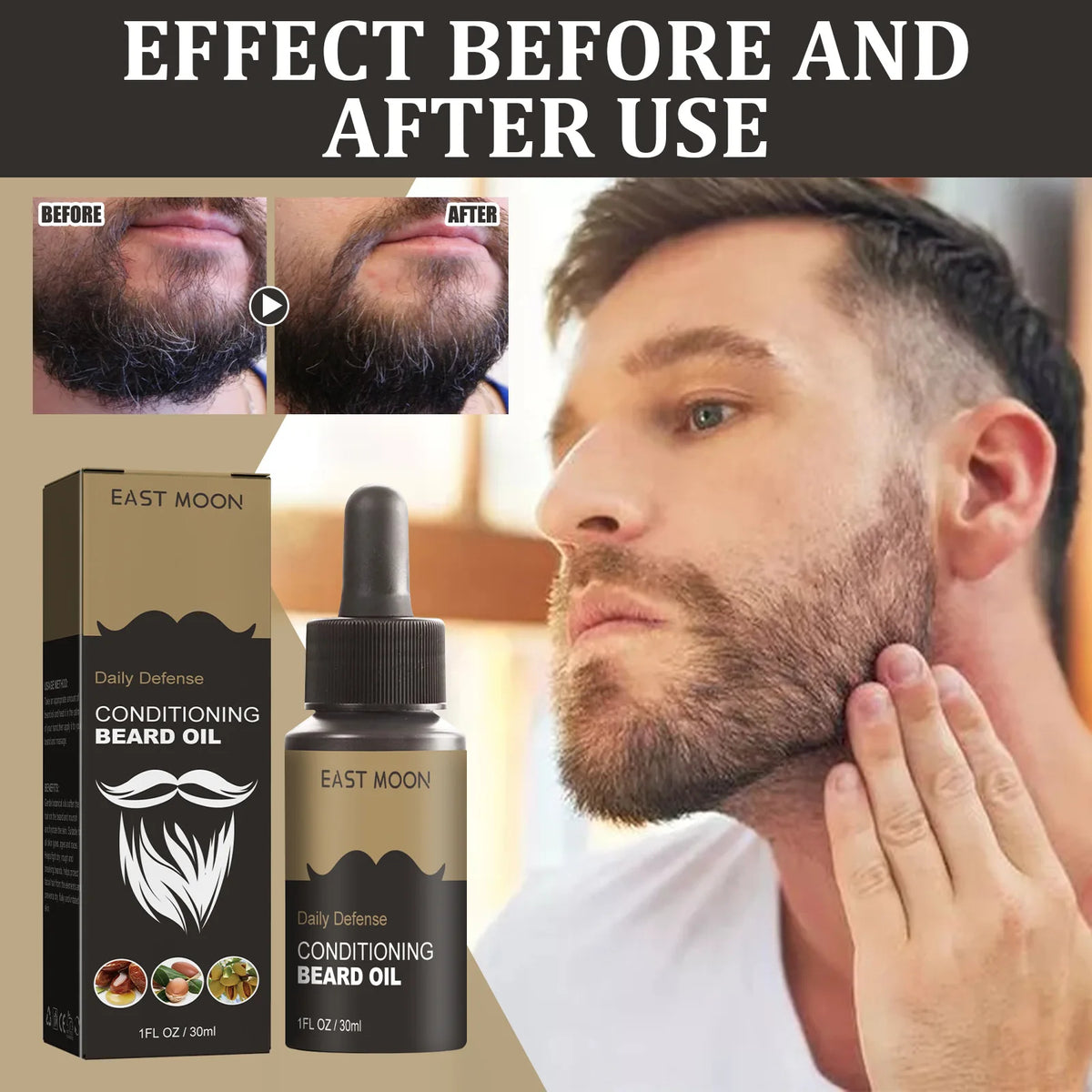 Beard Oil Moisturizing Mustaches Conditioner Oil Shine Soften Beards Strengthens Mustaches Smooth Nourishing Beard Essential Oil