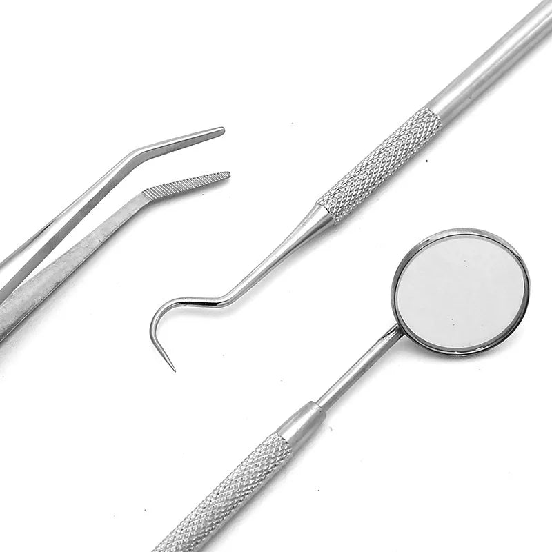 304 Stainless Steel 3pcs Dental Tools Kit with Dental Scraper Mirror Probe Dental Surgery Instruments