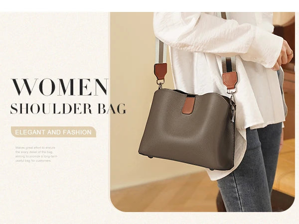 FOXER-Leather Shoulder Bag for Women, Monogram Crossbody Handbag, Gift for Lady, Mom, Wife