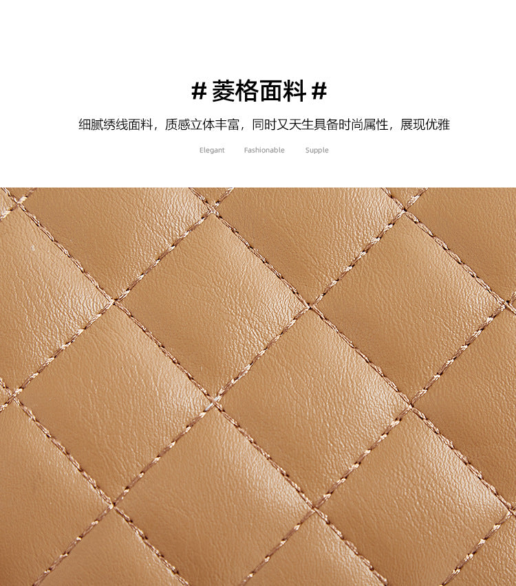 New Fashion Versatile Lingge Embroidery Clip Chain Strap Crossbody Mobile Phone Bag Pearl Handheld Women's Bag