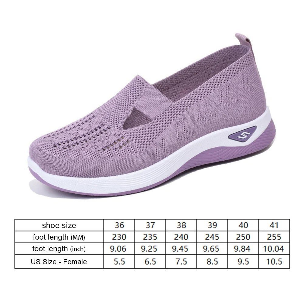 Women's New Summer Shoes Mesh Breathable Sneakers Light Slip on Flat Platform Casual Shoes Ladies Anti-slip Walking Woven Shoes