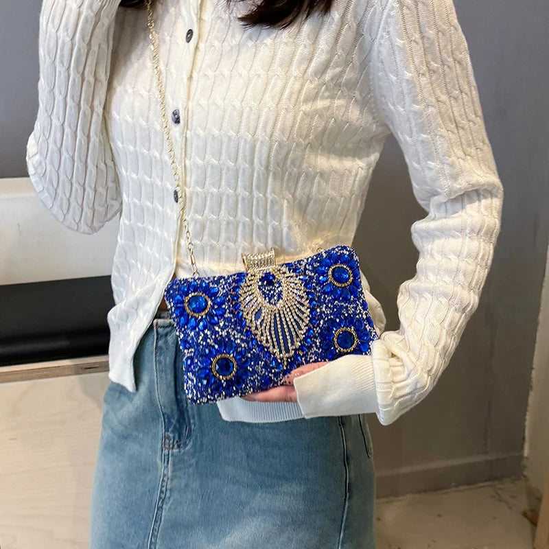 Luxury Sparking Rhinestone Evening Clutch Bags For Women Wedding Prom Dinner Party Gemstone Crossbody Bag 2024 Designer Handbags