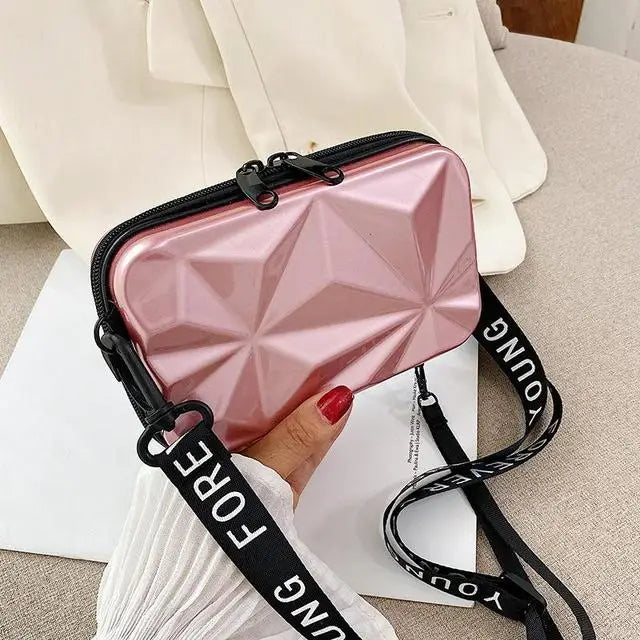 Women PVC Cosmetic Pouch Travel Suitcases Bag Shaped Wallet Handbag Makeup Storage Organizer Pouch Suitcase Shoulder Bag Clutch