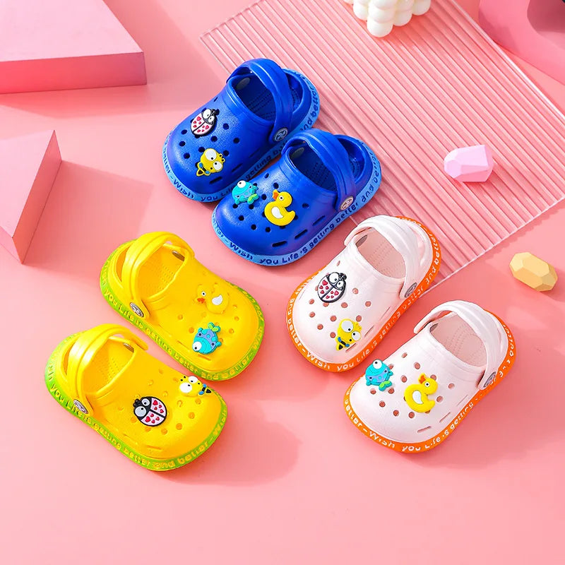 Summer Sandals Kids Mules Baby Boys Girls Cartoon Baby Sandals Flat Heels Solid Cartoon Slippers Children Garden Shoes Sandals