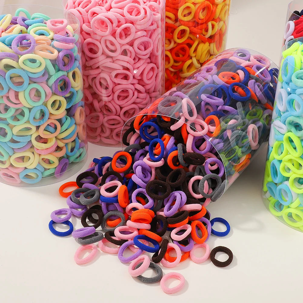 200pcs Women Girls Colorful Nylon Elastic Hair Bands Ponytail Hold Small Hair Tie Rubber Bands Scrunchie Hair Accessories