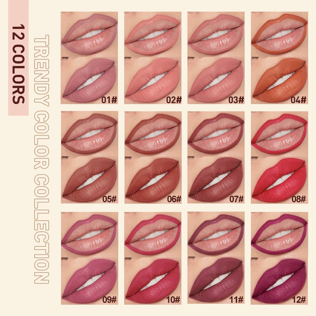 2025 New Matte Nude Lipstick Pen Long Lasting Lipliner Lip Pencil Waterproof