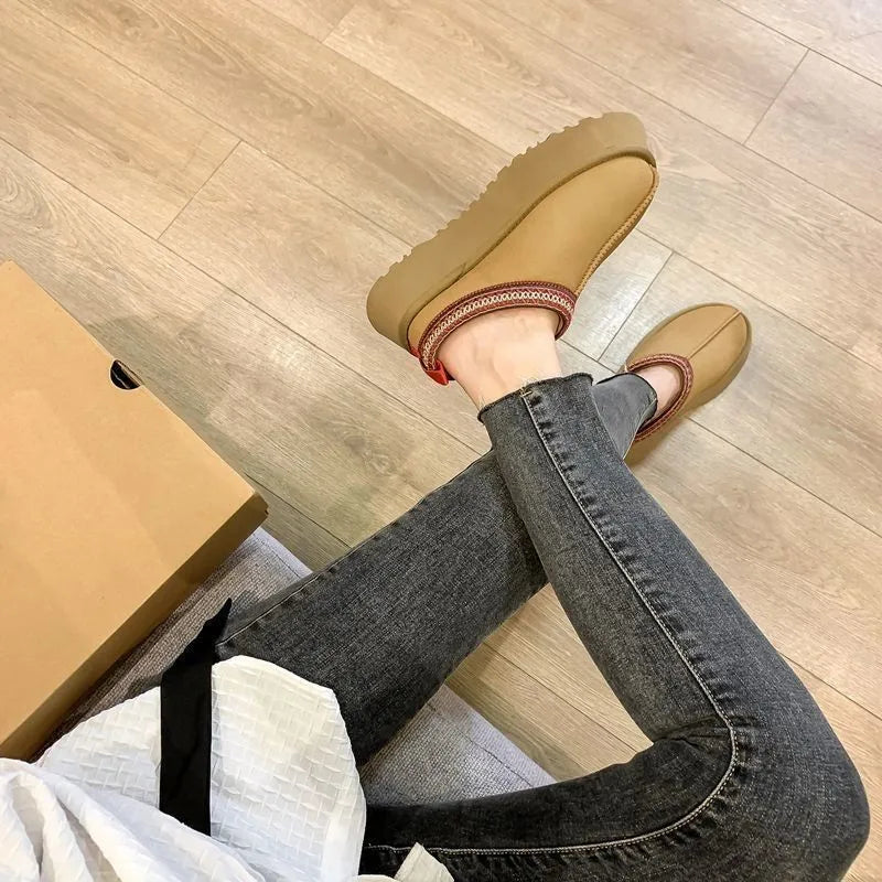 2025 New Women's Fur Slippers Dress Thick-soled Shoes Short Plush Comfortable Women's Cotton Shoes Designer Winter Snow Boots