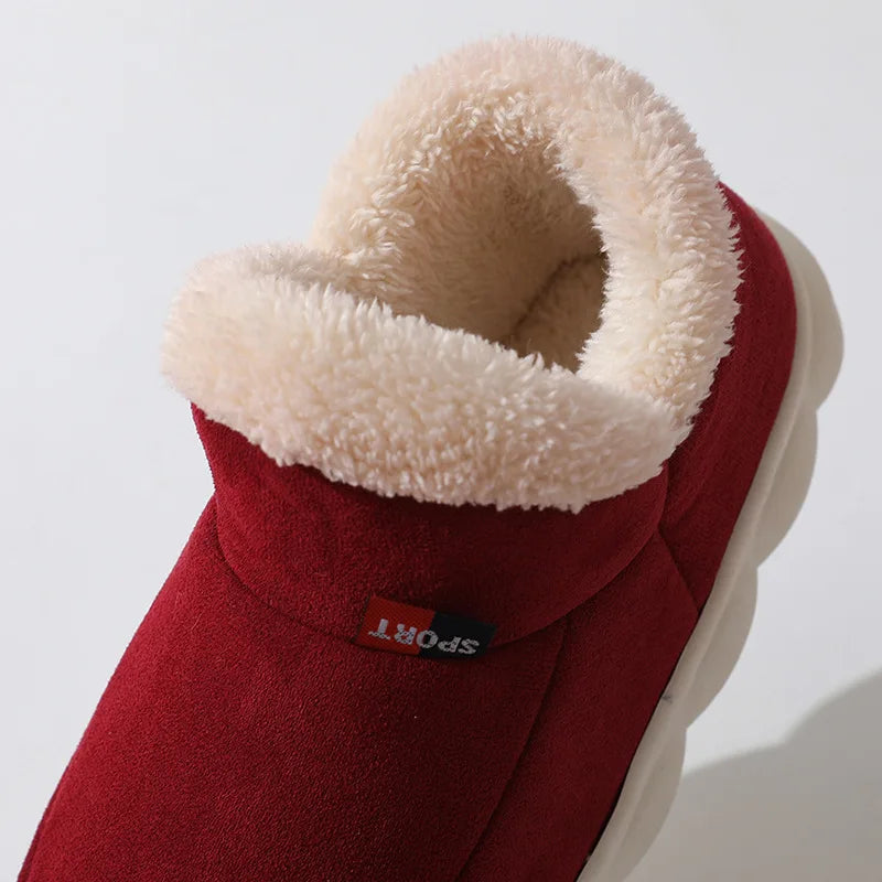 Bebealy New Fur Man Slippers For Women Winter Fluffy Plush Home Cotton Slippers Female Indoor Outdoor Fuzzy Cozy Cotton Shoes