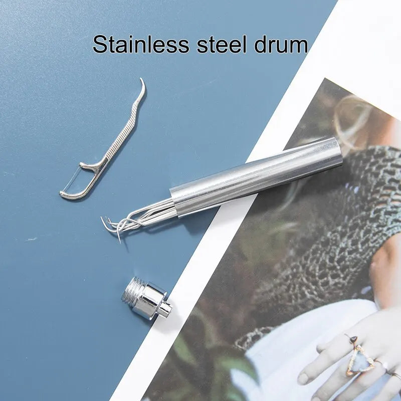 Stainless Steel Toothpick Set Portable Toothpick Holder Care Metal Dental Cleaning Tools Seven Pieces Set