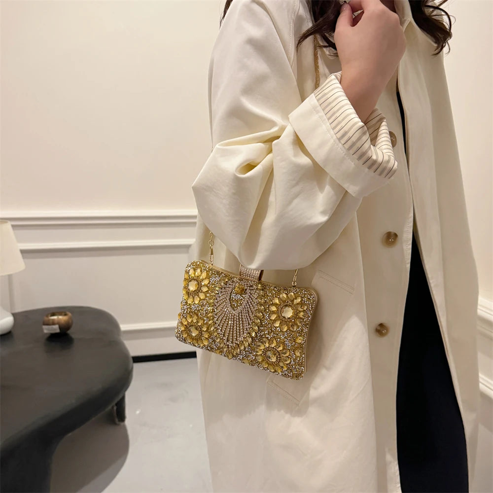 Luxury Sparking Rhinestone Evening Clutch Bags For Women Wedding Prom Dinner Party Gemstone Crossbody Bag 2024 Designer Handbags