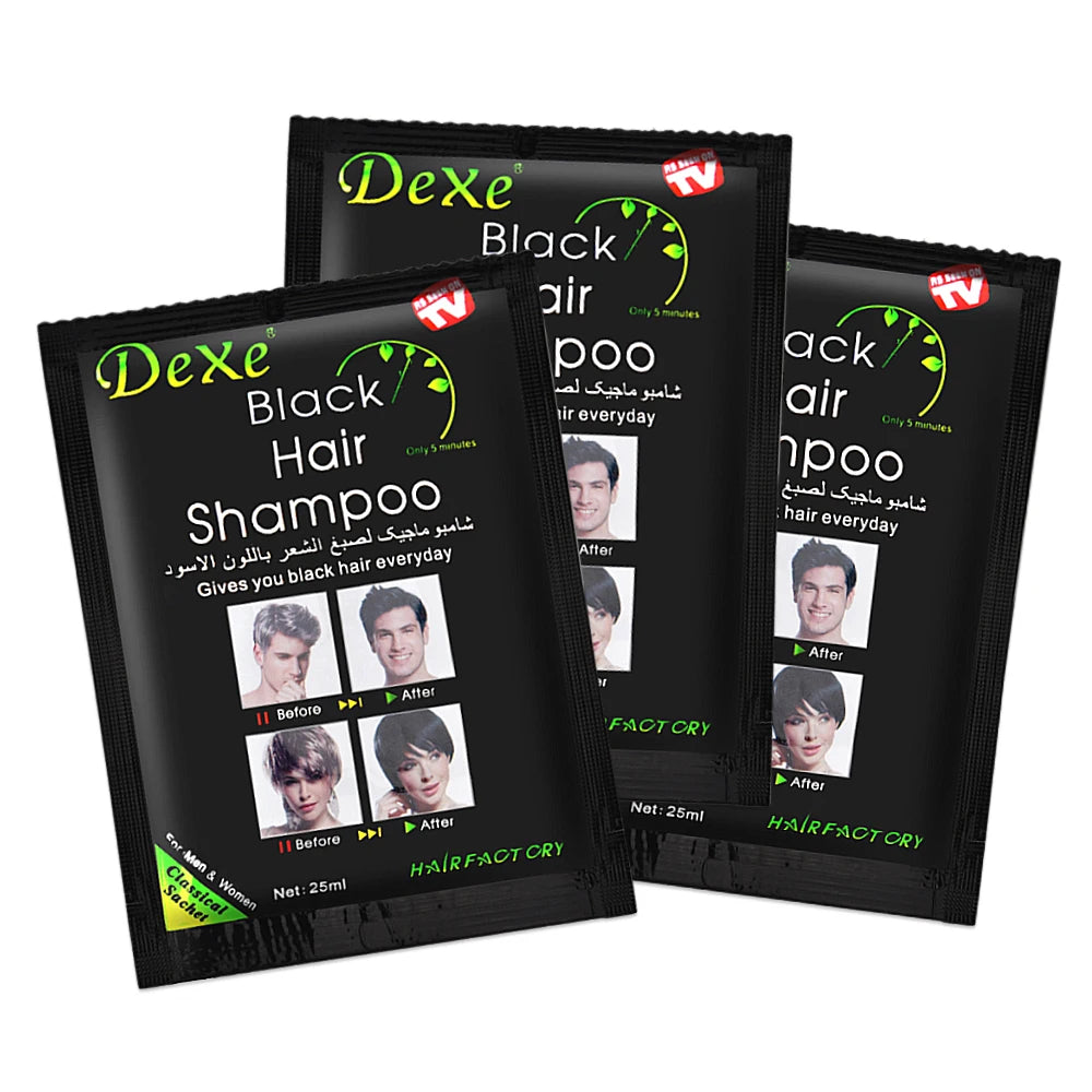 10 Pcs Dexe Fast Black Hair Shampoo Only 5 Minutes White Become Black Hair Color Grey Hair Removal for Men Women Fast Hair Dye