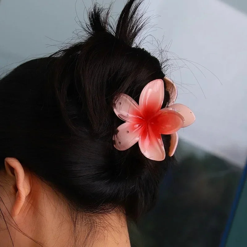 Summer Cute Gradient Flower Acrylic Hairpin Women's Sweet Ponytail Hairpin Shark Hairpin Hair Accessories