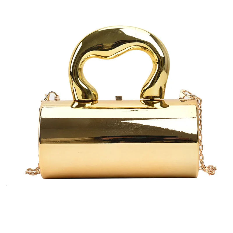 Women's Handbag Bags For Women 2025 Party Clutches Fashion Cylinder Mini Evening Purse Crossbody Shoulder Bag Gold Box Clutch